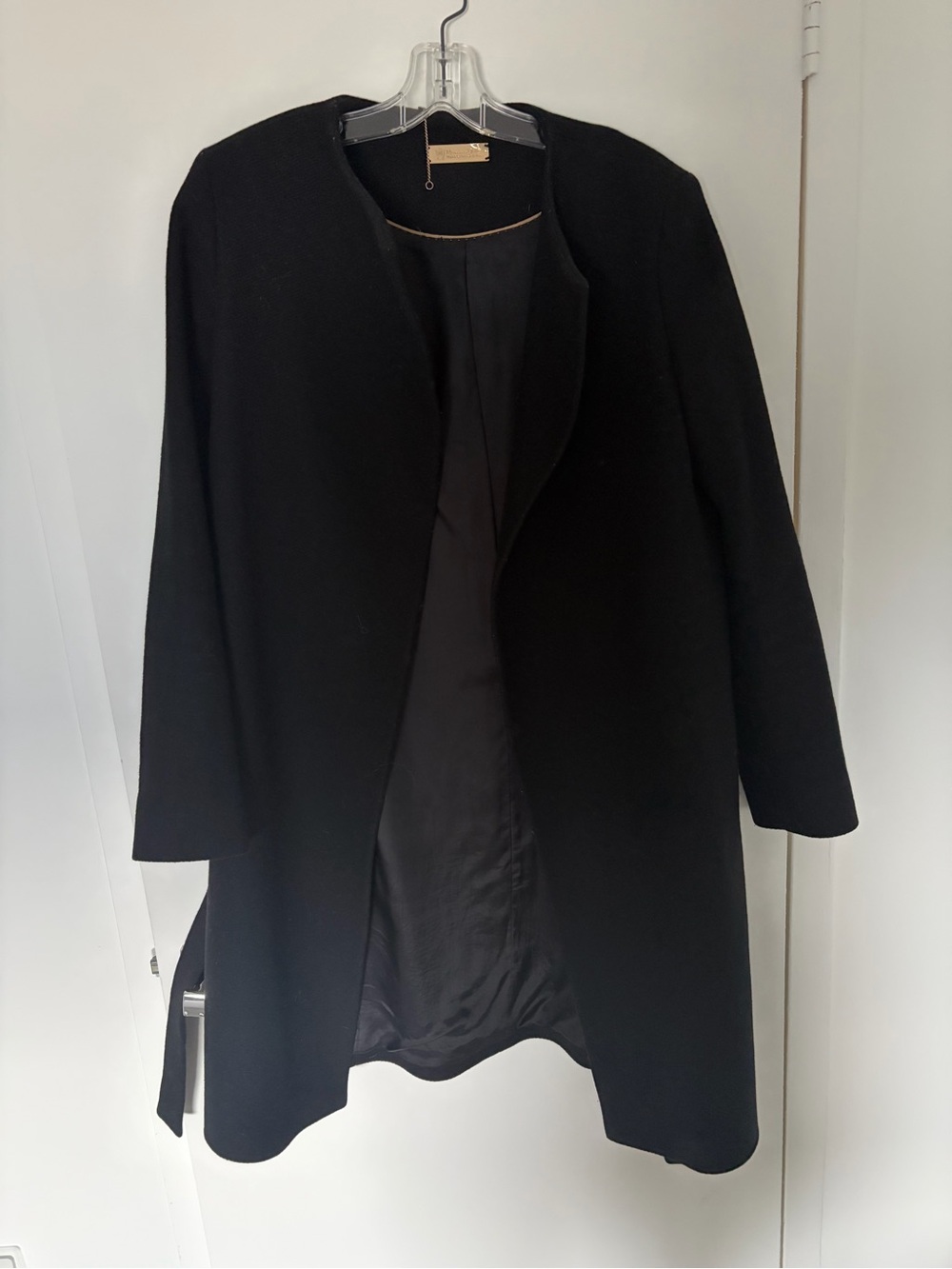 Massimo Dutti Black Collarless Trench Coat